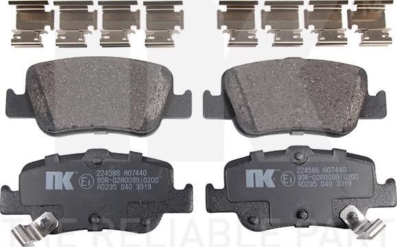 NK 224586 - Тормозные колодки, дисковые, комплект autospares.lv
