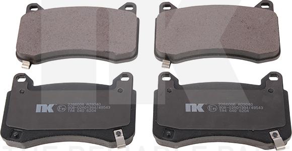 NK 2266006 - Тормозные колодки, дисковые, комплект autospares.lv