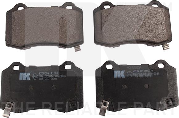 NK 2266002 - Тормозные колодки, дисковые, комплект autospares.lv