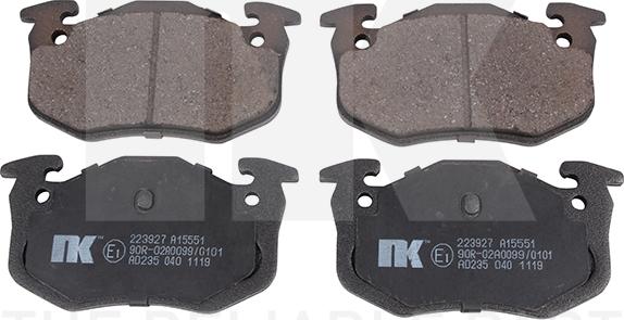 NK 223927 - Тормозные колодки, дисковые, комплект autospares.lv