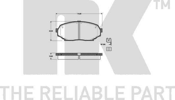 NK 223254 - Тормозные колодки, дисковые, комплект autospares.lv