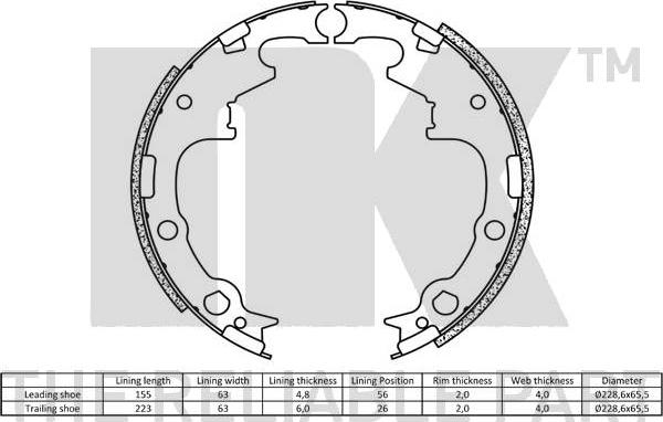 NK 2793630 - Комплект тормозных колодок, барабанные autospares.lv