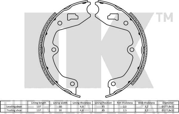 NK 2748265 - Комплект тормозных колодок, барабанные autospares.lv