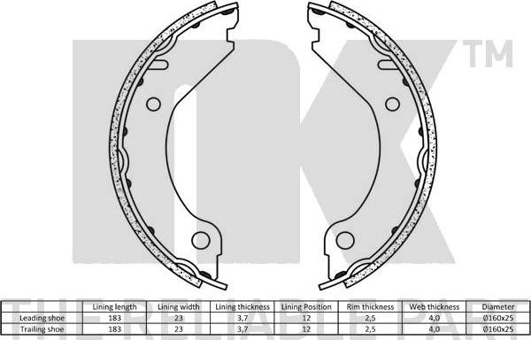 NK 2748277 - Комплект тормозов, ручник, парковка autospares.lv