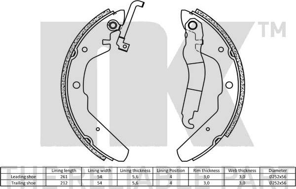 NK 2747370 - Комплект тормозных колодок, барабанные autospares.lv