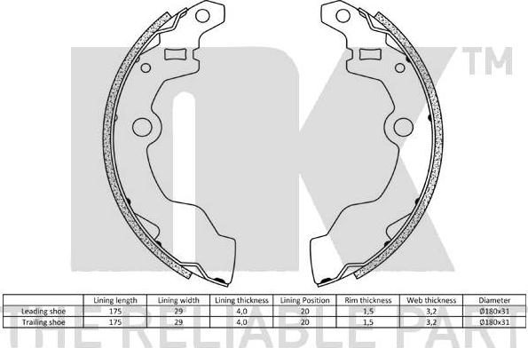 NK 2752472 - Комплект тормозных колодок, барабанные autospares.lv