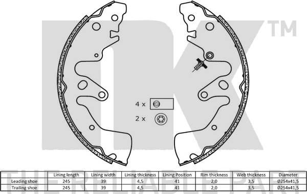 NK 2752783 - Комплект тормозных колодок, барабанные autospares.lv