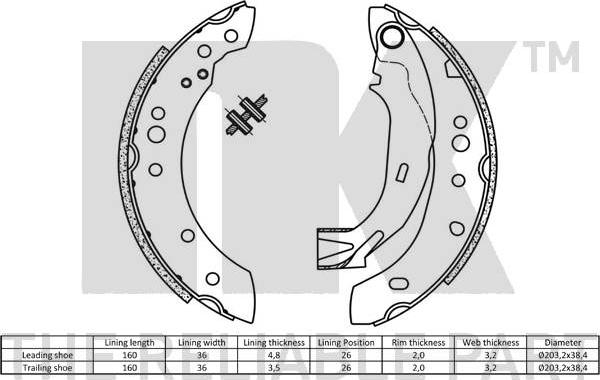 NK 2719691 - Комплект тормозных колодок, барабанные autospares.lv