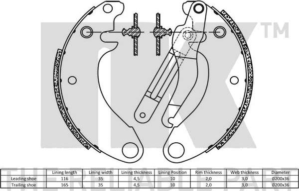 NK 2719259 - Комплект тормозных колодок, барабанные autospares.lv