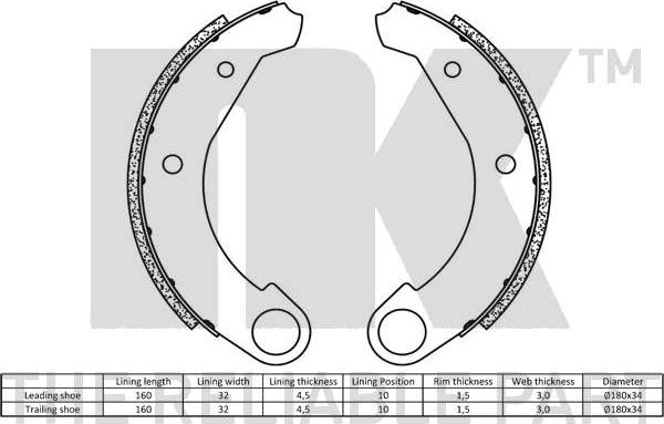 NK 2719262 - Комплект тормозных колодок, барабанные autospares.lv