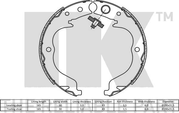 NK 2719757 - Комплект тормозных колодок, барабанные autospares.lv