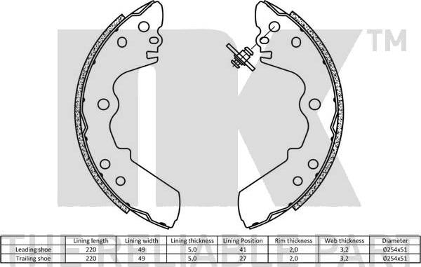 NK 2714528 - Комплект тормозных колодок, барабанные autospares.lv