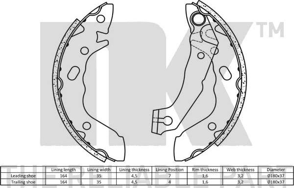 NK 2734560 - Комплект тормозных колодок, барабанные autospares.lv