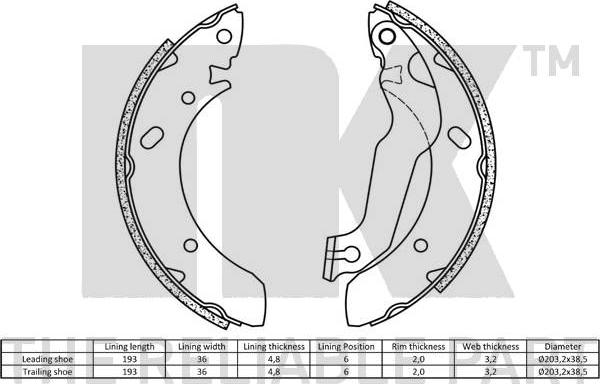 NK 2734561 - Комплект тормозных колодок, барабанные autospares.lv