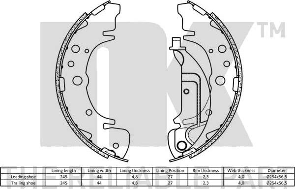 NK 2734666 - Комплект тормозных колодок, барабанные autospares.lv