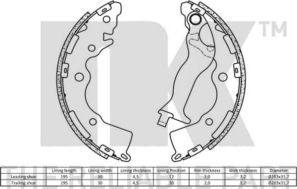 NK 2734755 - Комплект тормозных колодок, барабанные autospares.lv