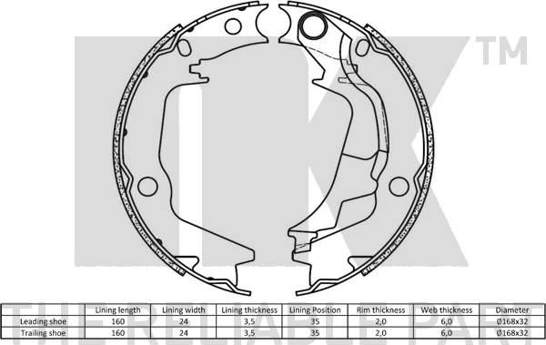 NK 2734788 - Комплект тормозных колодок, барабанные autospares.lv