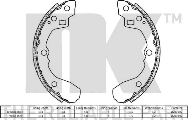 NK 2735590 - Комплект тормозных колодок, барабанные autospares.lv