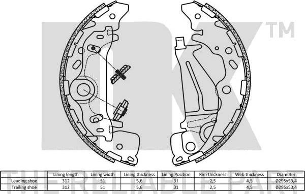 NK 2735811 - Комплект тормозных колодок, барабанные autospares.lv