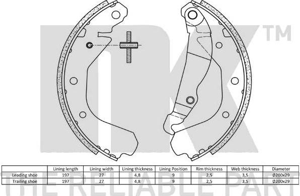 NK 2736413 - Комплект тормозных колодок, барабанные autospares.lv