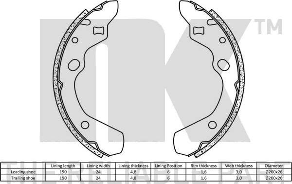 NK 2732500 - Комплект тормозных колодок, барабанные autospares.lv