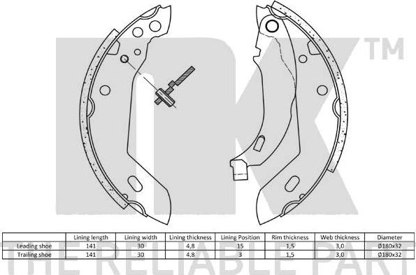 NK 2737427 - Комплект тормозных колодок, барабанные autospares.lv