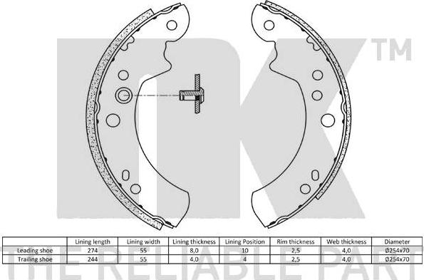 NK 2725446 - Комплект тормозных колодок, барабанные autospares.lv