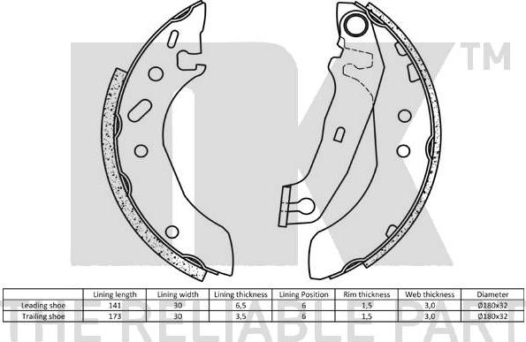 NK 2725535 - Комплект тормозных колодок, барабанные autospares.lv