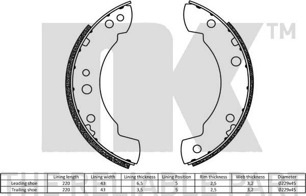 NK 2725301 - Комплект тормозных колодок, барабанные autospares.lv