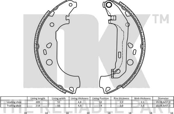 NK 2725700 - Комплект тормозных колодок, барабанные autospares.lv