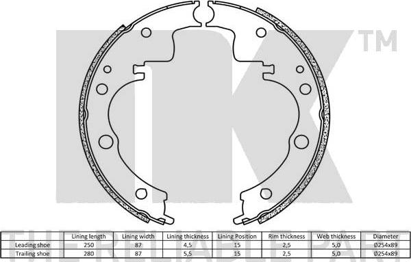 NK 2723436 - Комплект тормозных колодок, барабанные autospares.lv