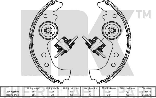 NK 2723383 - Комплект тормозных колодок, барабанные autospares.lv