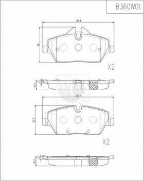 NPS B360W01 - Тормозные колодки, дисковые, комплект autospares.lv