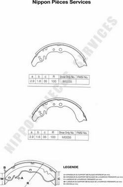 NPS D350U20 - Комплект тормозных колодок, барабанные autospares.lv