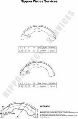 NPS D350U21 - Комплект тормозных колодок, барабанные autospares.lv