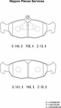 NPS D360O01 - Тормозные колодки, дисковые, комплект autospares.lv