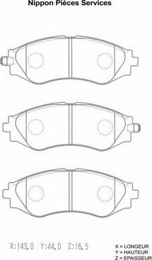 NPS D360O03 - Тормозные колодки, дисковые, комплект autospares.lv