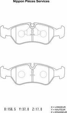 NPS D360O02 - Тормозные колодки, дисковые, комплект autospares.lv