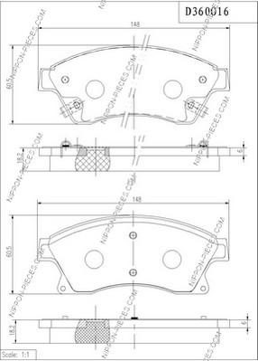 NPS D360O16 - Тормозные колодки, дисковые, комплект autospares.lv