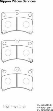 NPS D360U22 - Тормозные колодки, дисковые, комплект autospares.lv