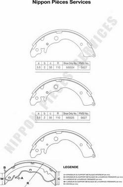 NPS H350A04 - Комплект тормозных колодок, барабанные autospares.lv