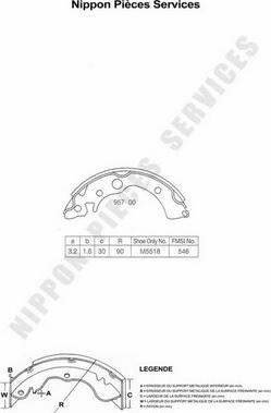 NPS H350A03 - Комплект тормозных колодок, барабанные autospares.lv