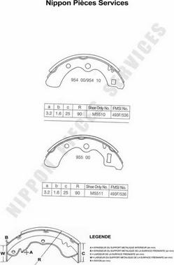 NPS H350A02 - Комплект тормозных колодок, барабанные autospares.lv