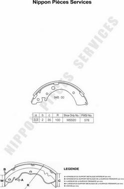 NPS H350A20 - Комплект тормозных колодок, барабанные autospares.lv