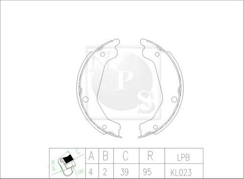 NPS H350I40 - Комплект тормозных колодок, барабанные autospares.lv