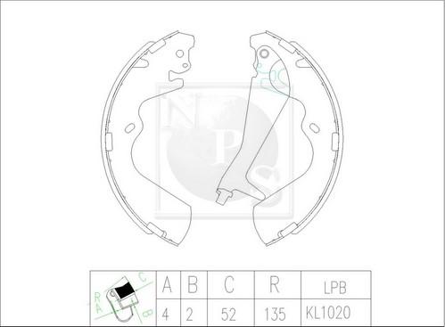 NPS H350I04 - Комплект тормозных колодок, барабанные autospares.lv