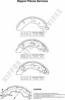 NPS H350I02 - Комплект тормозных колодок, барабанные autospares.lv