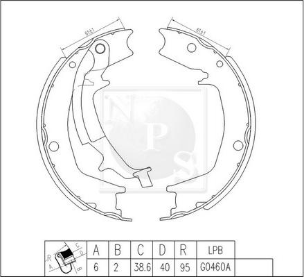 NPS H350I14 - Комплект тормозных колодок, барабанные autospares.lv