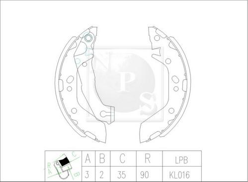 NPS H350I11 - Комплект тормозных колодок, барабанные autospares.lv