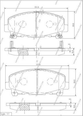 NPS H360A53 - Тормозные колодки, дисковые, комплект autospares.lv